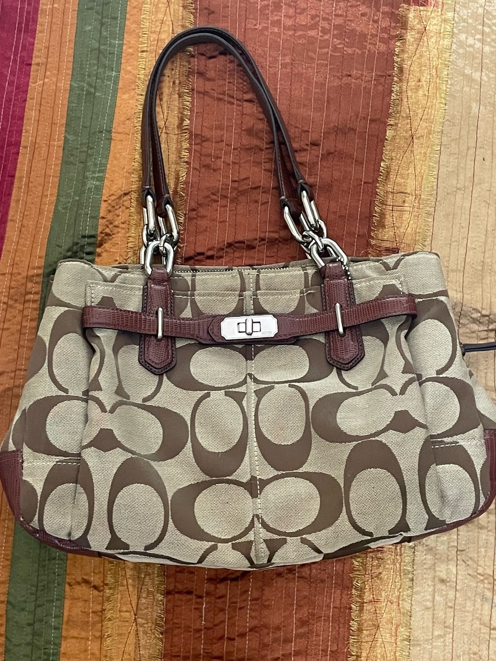 Coach Chelsea Jayden Brown Canvas Carryall Tote with Leather Trim No. G1173-1780 - Picture 2 of 16